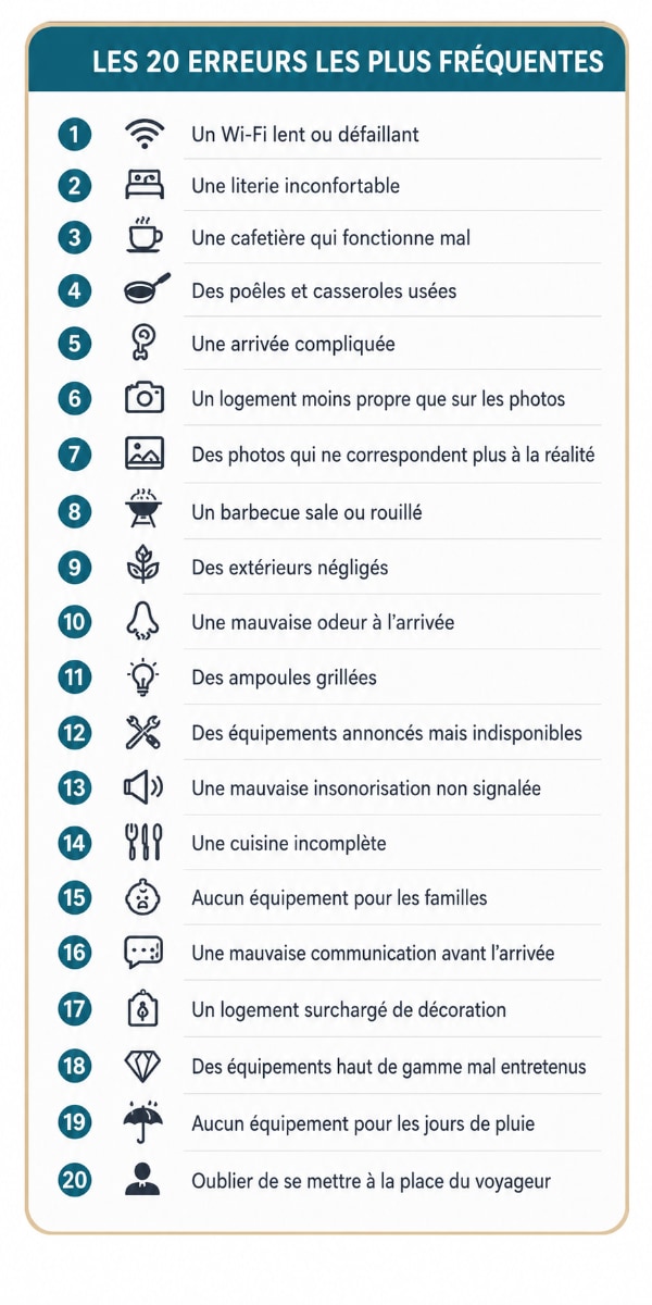 Les 20 erreurs les plus fréquentes de la location saisonnière